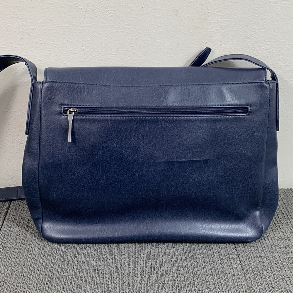 Matt & Nat Messenger Bag Navy Blue Vegan Leather Lesson Laptop Shoulder Bag - Picture 8 of 17